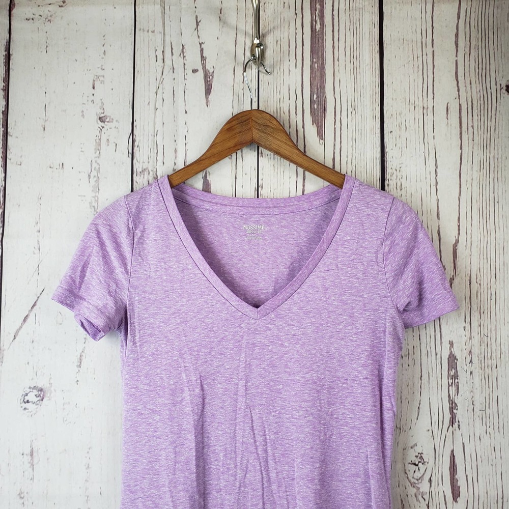 Mossimo Supply Womens T Shirt Size Small Petite V Neck Short Sleeve Purple